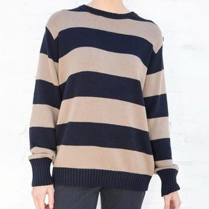 brandy melville brianna tan and navy striped sweater